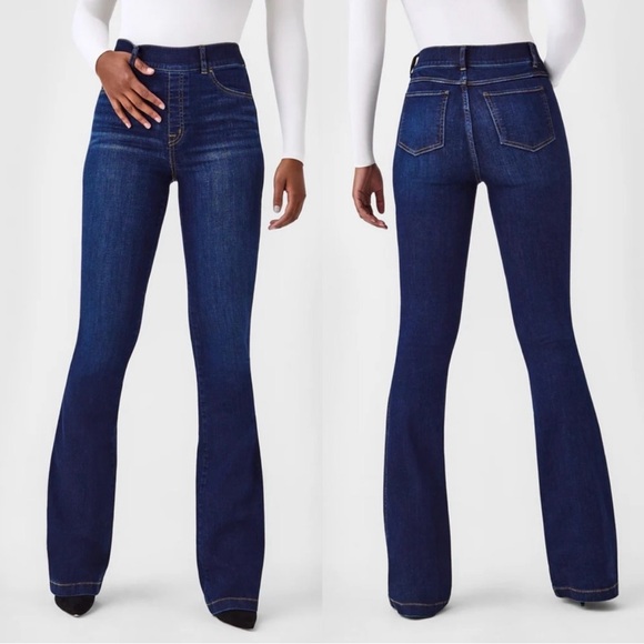 SPANX Denim - High-Rise Dark Blue Flare Jeans - Women's